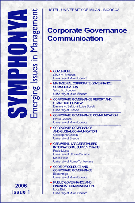 					View No. 1 (2006): Corporate Governance Communication
				
